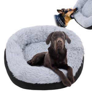 HOMBYS Indestructible Dog Bed Chew Proof Dog Bed for Aggressive Chewers with Faux Fur Surface, Orthopedic Dog Bed Round Durable Tough Pet Bed, Waterproof & Machine Washable-20x20x8 inches
