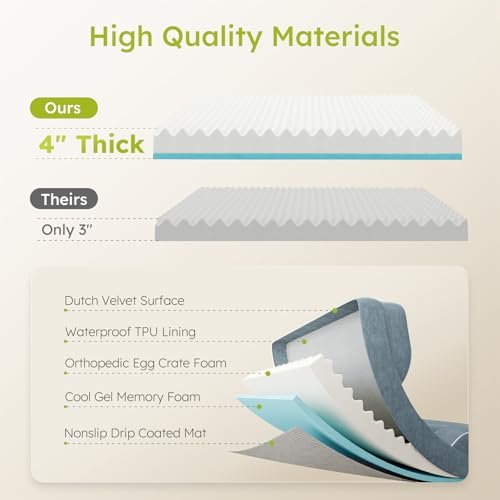 Orthopedic XL Dog Bed with Cooling Memory Foam, Washable Cover, Dark Gray - Image 3