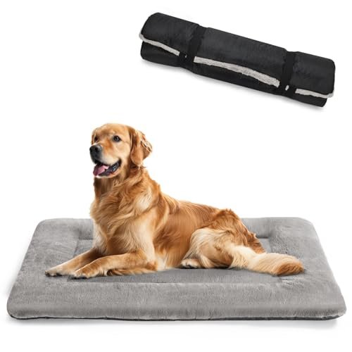 PETCIOSO Large Dog Bed for Travel Washable Dog Crate Bed Large-Anti-Slip Flat Beds for carring Thin pet Bed(NOT for Chewer
