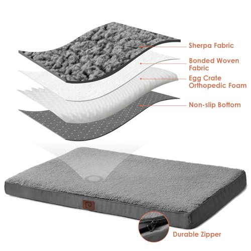 Orthopedic XL Dog Bed for Large Dogs, Washable Cover, Crate-Friendly, Grey - Image 2