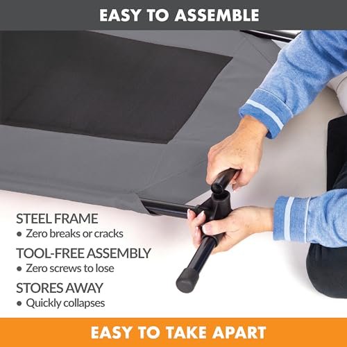 Elevated Large Dog Bed - Cooling Mesh, Washable, Portable, Heavy-Duty Frame - Image 3