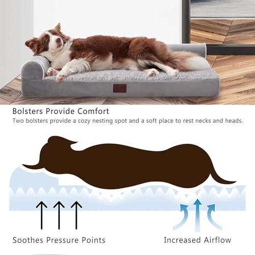Orthopedic Dog Sofa Bed Large - Washable Cover, Egg Foam, Waterproof, Non-Slip - Image 4