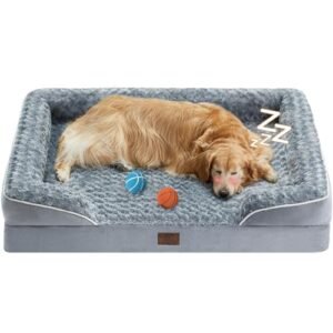 WNPETHOME Dog Beds for Large Dogs, Washable Dog Bed, Bolster Dog Sofa Bed with Waterproof Lining & Non-Skid Bottom, Orthopedic Egg Foam Dog Couch for Pet Sleeping, Pet Bed for Large Dogs