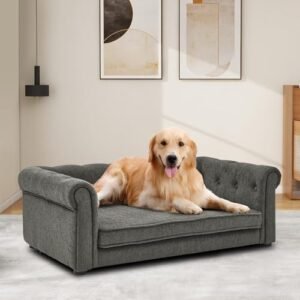 Dog Bed for Large Dogs, 31" W Memory Foam Dog Sofa Bed with Washable Fabric, Durable Elevated Dog Couch Bed, Comfortable Pet Bed for Medium and Large Dogs, 39" Outer Edge Length for 80 Lbs Dog