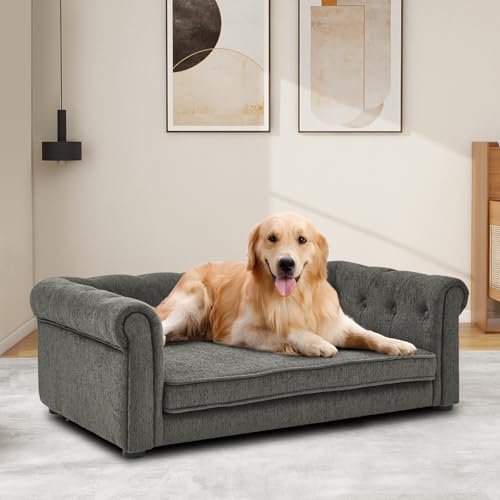Dog Bed for Large Dogs, 31" W Memory Foam Dog Sofa Bed with Washable Fabric, Durable Elevated Dog Couch Bed, Comfortable Pet Bed for Medium and Large Dogs, 39" Outer Edge Length for 80 Lbs Dog