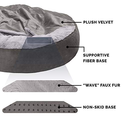 Cozy 24" Calming Donut Dog & Cat Bed - Plush Hooded Velvet, Washable, Small - Image 5