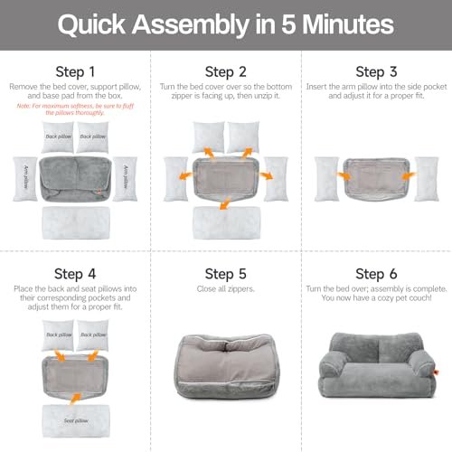 Cozy Washable Pet Couch Bed for Cats & Small Dogs, Non-Slip, Fluffy, 26x19 - Image 7