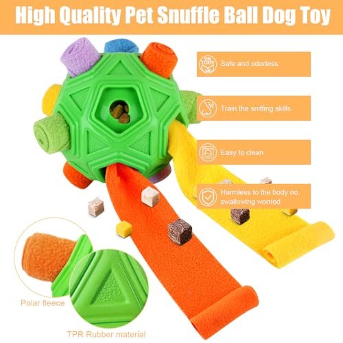Interactive Green Dog Snuffle Ball - Slow Feeder, Foraging Toy & Stress Relief - Image 2