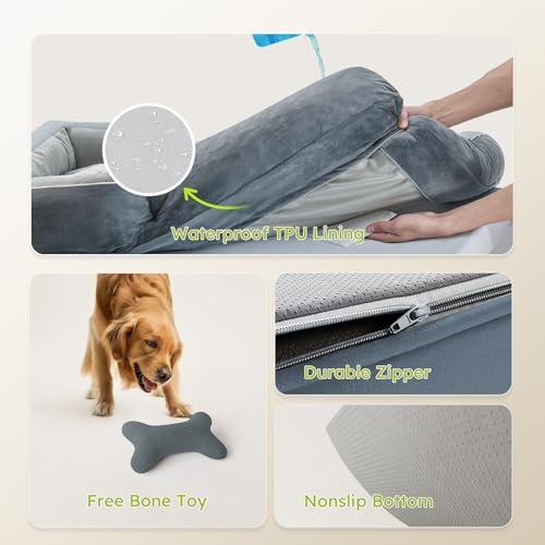 Orthopedic XL Dog Bed with Cooling Memory Foam, Washable Cover, Dark Gray - Image 6