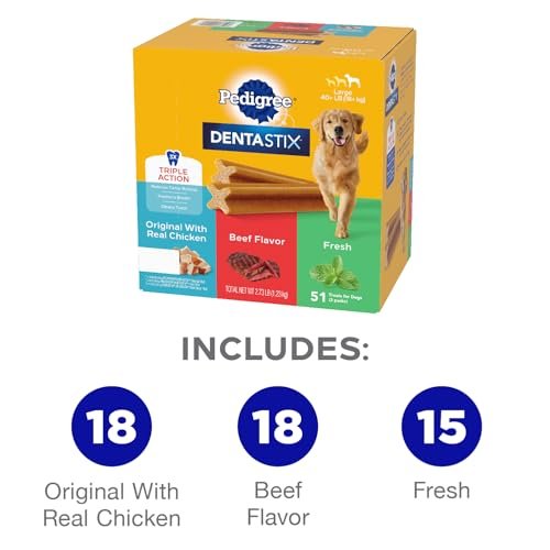 PEDIGREE DENTASTIX Dental Treats for Large Dogs, Variety Pack, 51 Treats - Image 2