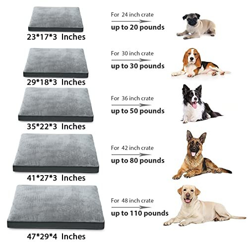 Waterproof Plush Dog Crate Bed with Washable Cover, Gray 35x22 Inch - Image 6