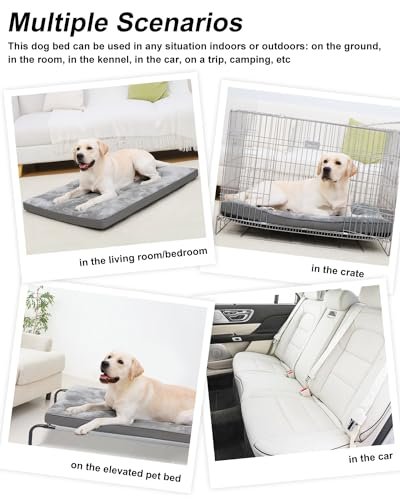 Plush Washable Dog Crate Bed, XL Anti-Slip Mat, 41"x27" Grey Comfort Pad - Image 6