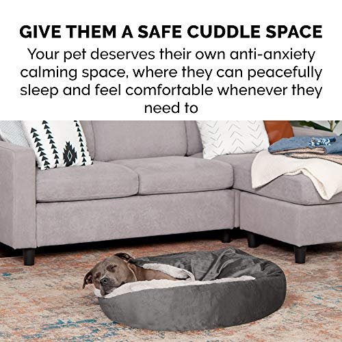 Cozy 24" Calming Donut Dog & Cat Bed - Plush Hooded Velvet, Washable, Small - Image 10