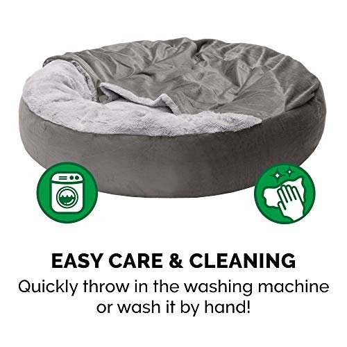 Cozy 24" Calming Donut Dog & Cat Bed - Plush Hooded Velvet, Washable, Small - Image 8