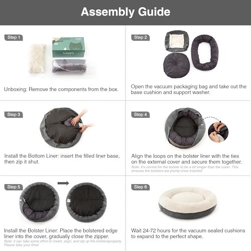 Cozy Donut Pet Bed for Dogs & Cats, Washable, Non-Slip, Durable, 30in Gray - Image 5