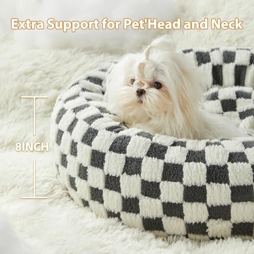 Cozy Donut Dog & Cat Bed - Calming Plush, Non-Slip, Washable, Small Pets - Image 2