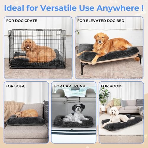 OhGeni Washable Dog Bed - Fluffy, Waterproof, Non-Slip Crate Bed, 23in Gray - Image 5