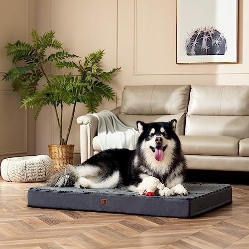 Orthopedic XL Dog Bed for Large Dogs, Washable Cover, Crate-Friendly, Grey - Image 7