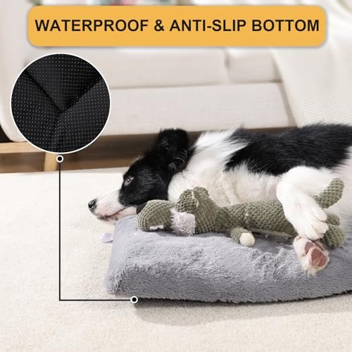 Washable Dog Crate Bed Mat: Non-Slip Medium/Large Kennel Cushion, Light Grey 36" - Image 5