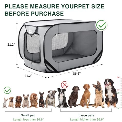 Portable Large Pop-Up Dog Bed Kennel: Indoor/Outdoor Pet Crate, Car Travel Seat, Grey - Image 4
