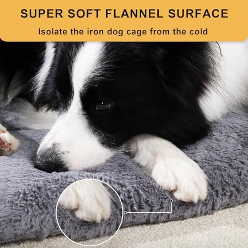 Washable Dog Crate Bed Mat: Non-Slip Medium/Large Kennel Cushion, Light Grey 36" - Image 3