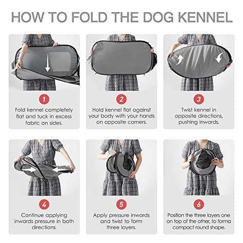 Portable Large Pop-Up Dog Bed Kennel: Indoor/Outdoor Pet Crate, Car Travel Seat, Grey - Image 5