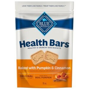 Blue Buffalo Health Bars Crunchy Dog Biscuits, Oven-Baked With Natural Ingredients, Pumpkin & Cinnamon, 16-oz Bag