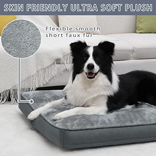 Waterproof Plush Dog Crate Bed with Washable Cover, Gray 35x22 Inch - Image 2