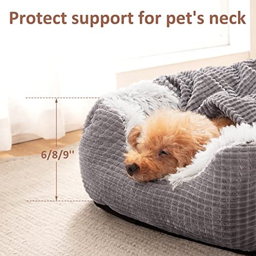 Cozy Orthopedic Hooded Dog & Cat Bed - Warm, Washable, 20" Grey Cave Design - Image 5