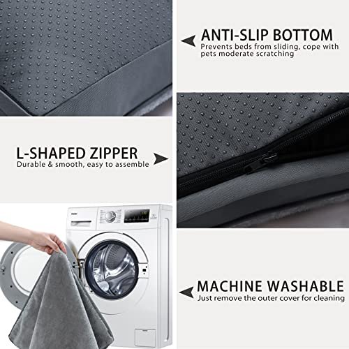 Waterproof Plush Dog Crate Bed with Washable Cover, Gray 35x22 Inch - Image 5