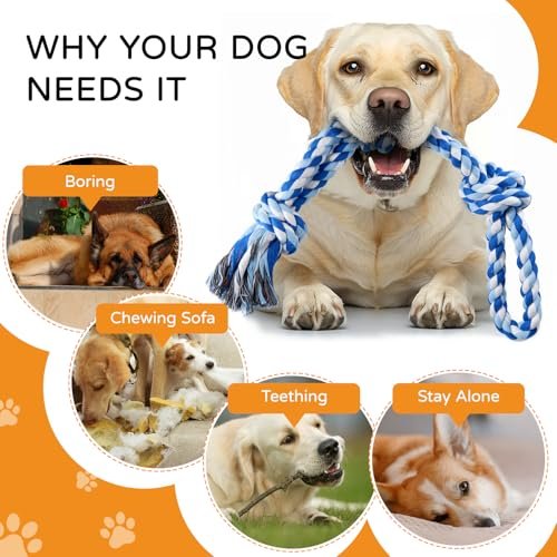 TLAZZ 2 Pack Durable Dog Rope Toys for Aggressive Chewers, Teeth Cleaning - Image 7