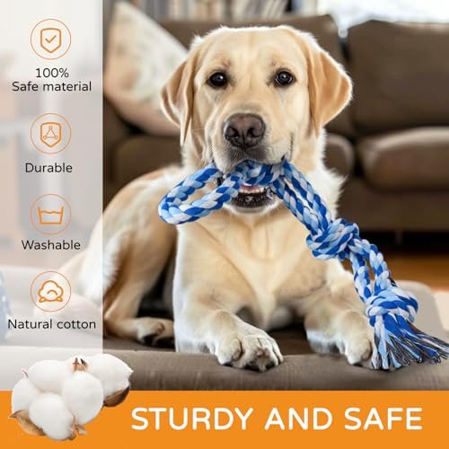 TLAZZ 2 Pack Durable Dog Rope Toys for Aggressive Chewers, Teeth Cleaning - Image 3