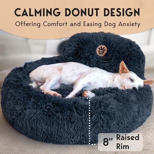 Calming Donut Dog Bed - Washable, Anti-Slip, Fluffy Bed for Dogs Up to 45 lbs - Image 3