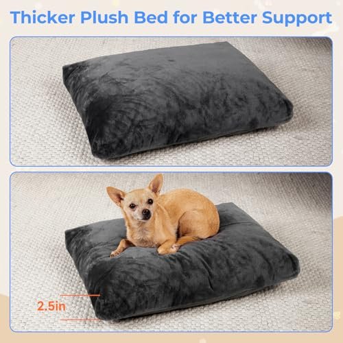 OhGeni Washable Dog Bed - Fluffy, Waterproof, Non-Slip Crate Bed, 23in Gray - Image 4