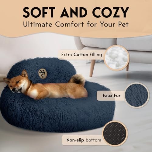 Calming Donut Dog Bed - Washable, Anti-Slip, Fluffy Bed for Dogs Up to 45 lbs - Image 4