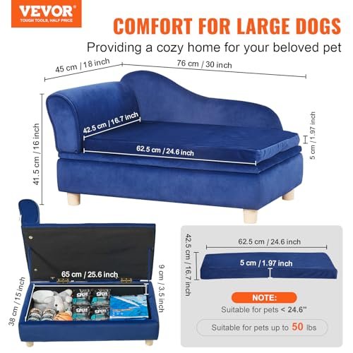 Comfy Velvet Pet Sofa Bed for Small Dogs & Cats | Sturdy 50 lbs Capacity Blue Couch - Image 2