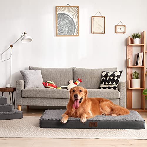 Orthopedic XL Dog Bed for Large Dogs, Washable Cover, Crate-Friendly, Grey - Image 4