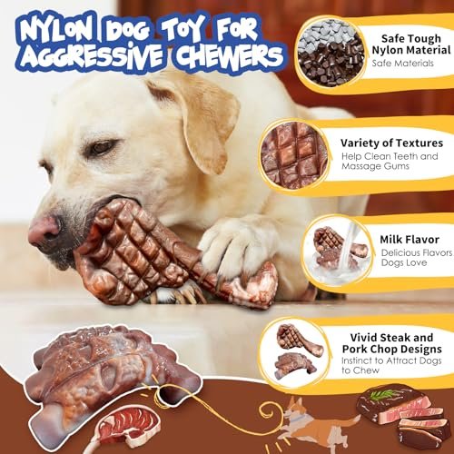 Durable Dog Chew Toys for Aggressive Chewers - Tough Nylon Bones 2 Pack - Image 3
