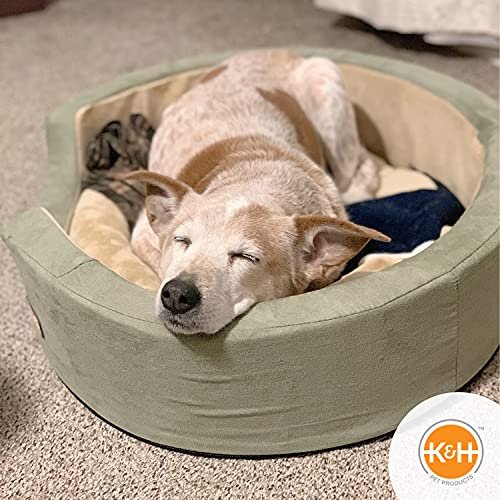 Heated Pet Bed for Dogs & Cats - Cozy Bolster Design, Medium 26"x20", Sage/Tan - Image 5