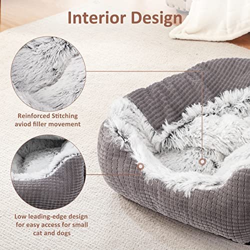 Cozy Orthopedic Hooded Dog & Cat Bed - Warm, Washable, 20" Grey Cave Design - Image 3