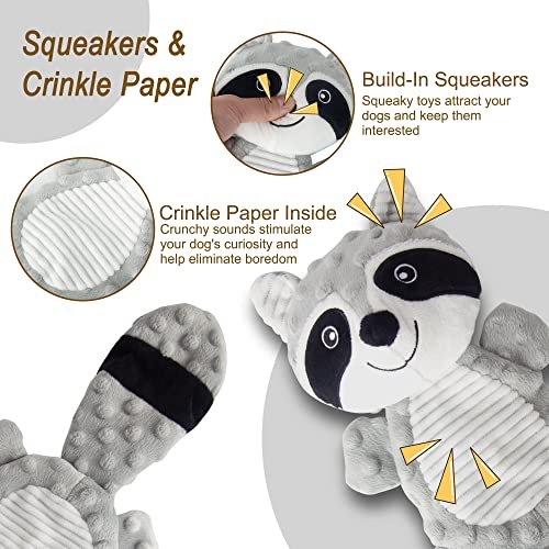Raccoon Plush Squeaky Dog Toy - Durable Chew Toy for All Dog Breeds - Image 2
