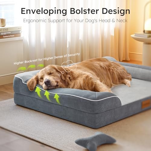 Orthopedic XL Dog Bed with Cooling Memory Foam, Washable Cover, Dark Gray - Image 4