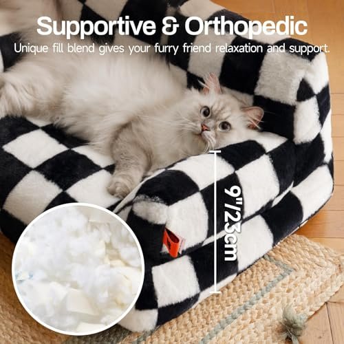 Cozy Washable Pet Couch Bed for Cats & Small Dogs, Non-Slip, Fluffy, 26x19 - Image 3