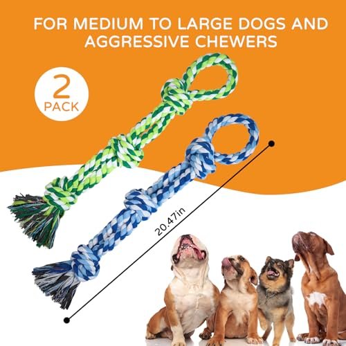 TLAZZ 2 Pack Durable Dog Rope Toys for Aggressive Chewers, Teeth Cleaning - Image 2