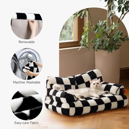 Cozy Washable Pet Couch Bed for Cats & Small Dogs, Non-Slip, Fluffy, 26x19 - Image 4