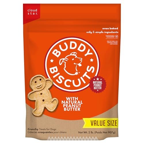 Buddy Biscuits 2 lb Bag of Crunchy Dog Treats, Made with Peanut Butter