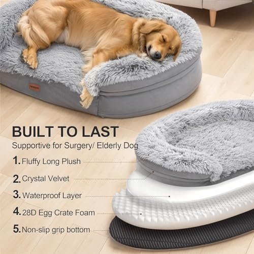 Orthopedic Dog Bed Large with Washable Cover, Waterproof Lining, Foam Comfort - Image 5