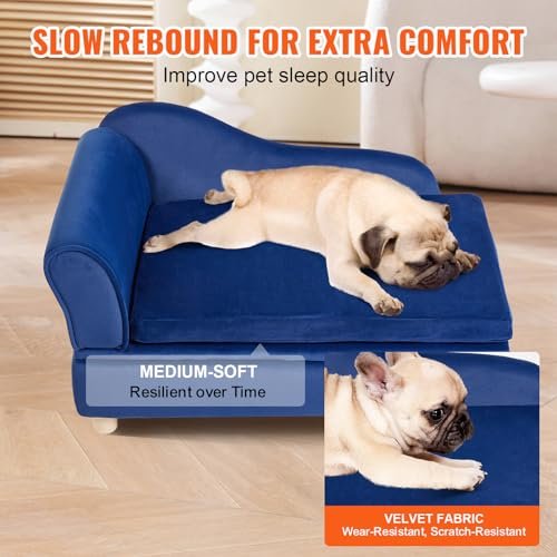 Comfy Velvet Pet Sofa Bed for Small Dogs & Cats | Sturdy 50 lbs Capacity Blue Couch - Image 4
