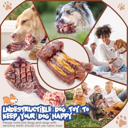 Durable Dog Chew Toys for Aggressive Chewers - Tough Nylon Bones 2 Pack - Image 5