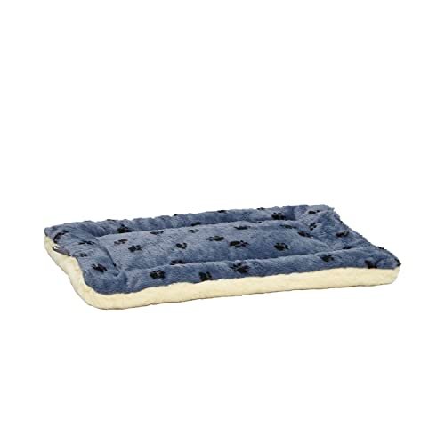 Cozy Reversible Dog Bed – Blue & White Paw Print, Machine Washable - Image 2